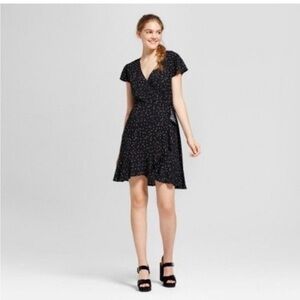 Women's Short Sleeve Woven Wrap Dress Small